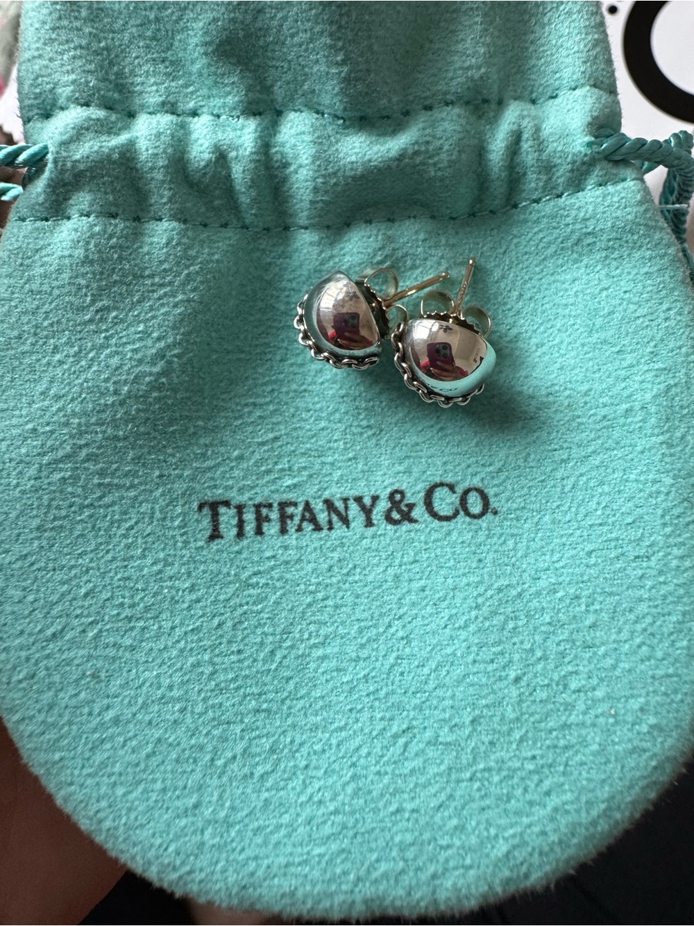 Tiffany & Co. Sterling Silver Beaded Stud Earrings - Turquoise